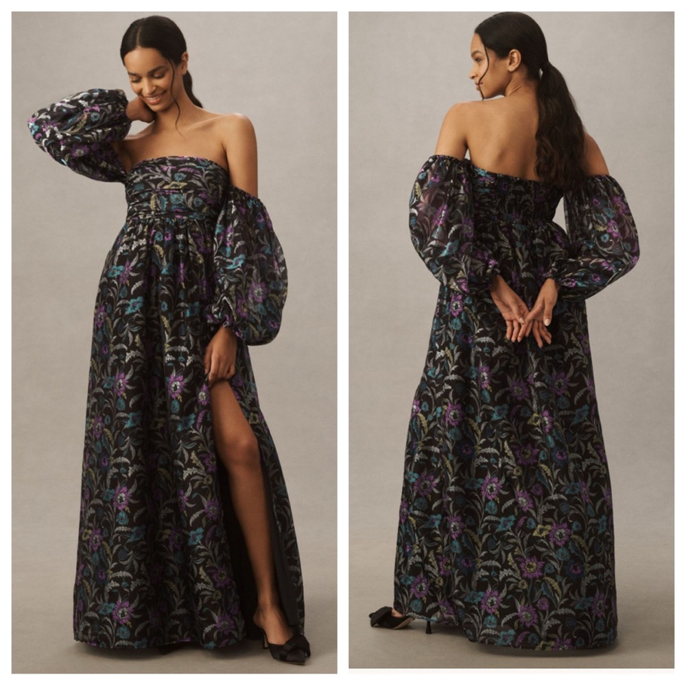 BHLDN Alissa Off-The-Shoulder Organza Maxi Dress | SMALL NWT
